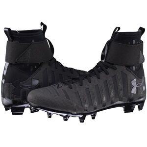 Under Armour C1n Mc Black High Top Football Cleats Woman Lady 10 l Men Size 8.5